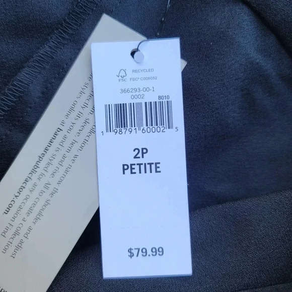 NWT $79 Banana Republic Dress Womens Black Faux Wrap Up Collared Work Petite 2P - Picture 4 of 13